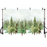 Christmas Trees backdrop UK Watercolor Painting Snow backdrop UK for Photography G-1202