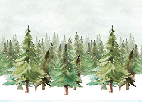 Christmas Trees backdrop UK Watercolor Painting Snow backdrop UK for Photography G-1202