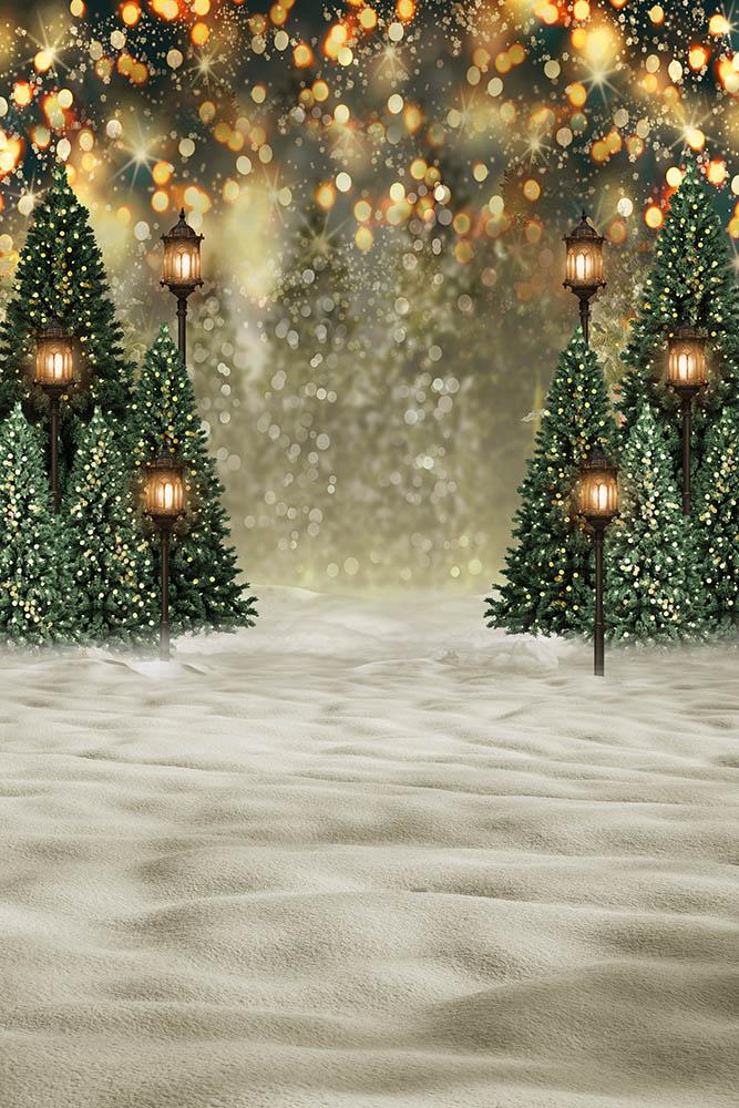 Christmas Trees Outdoor backdrop UK Snowy Background for Photo Shoot  G-1441