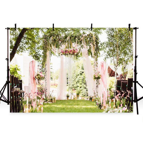 Wedding Ceremony Backgrounds Pink Backdrops Flowers Backdrops G-198