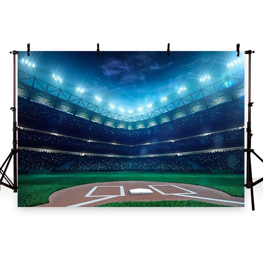 Baseball Ballpark Night Spoitlight Sports Game Stadium Backdrop for Photography G-280