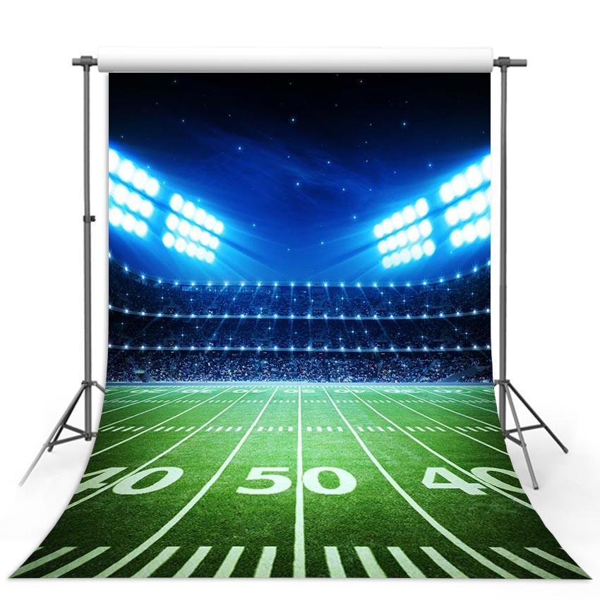 Football Field Spotlights Night Stadium Sports PhotoBackdrops G-296