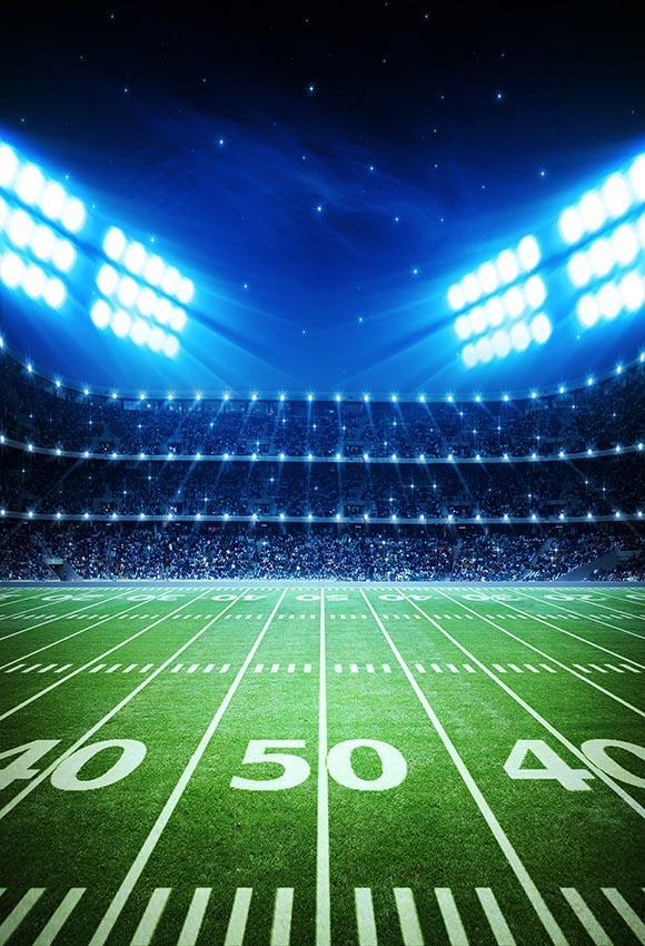 Football Field Spotlights Night Stadium Sports PhotoBackdrops G-296