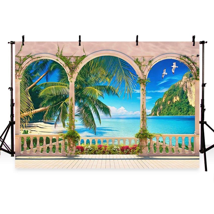 Seaside Blue Ocean Beach  Photo Backdrop G-431