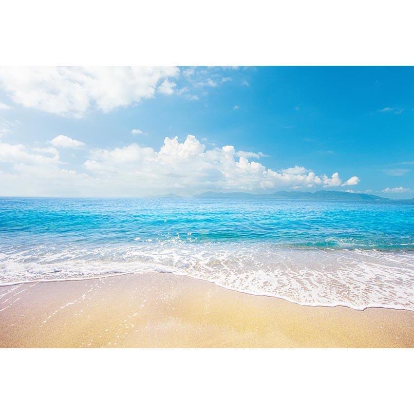 Sandy Beach Ocean Sky Photography Backdrop G-562