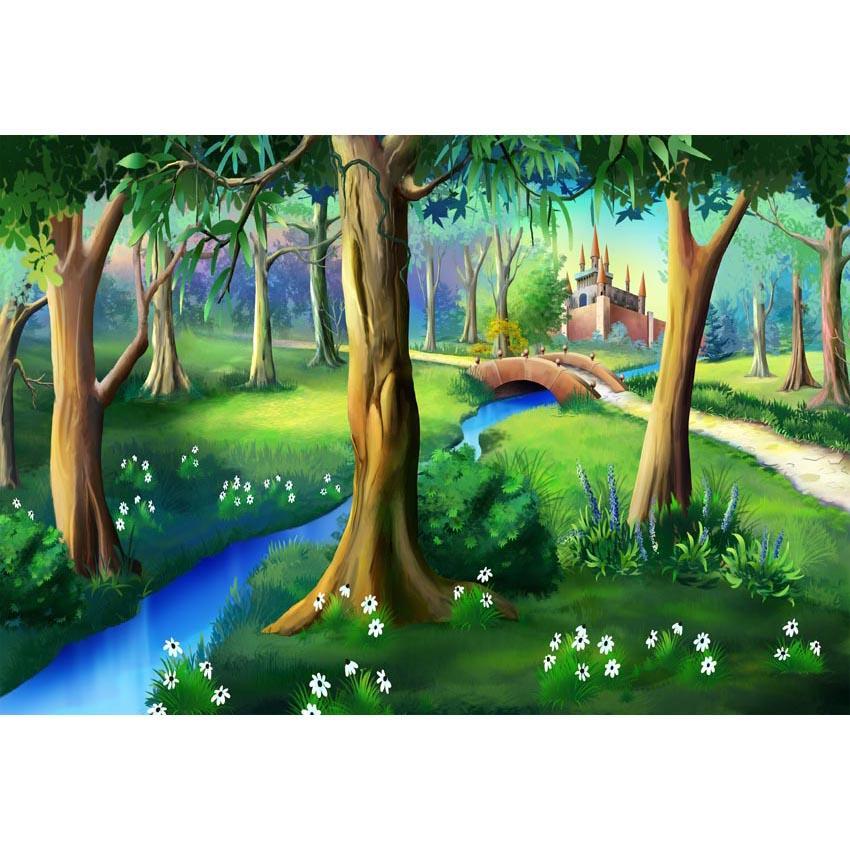 Cartoon Forest Castle Photo Studio Backdrops G-583