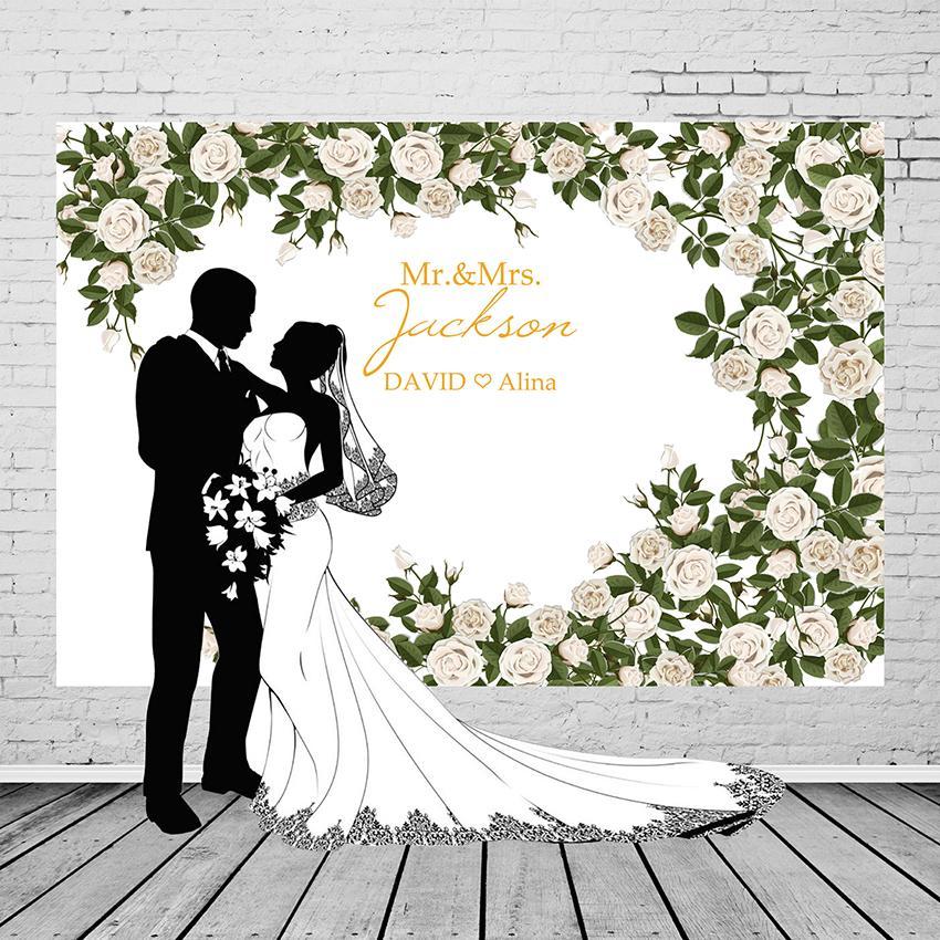 Wedding Backdrops White Background Flowers Backdrops G-766