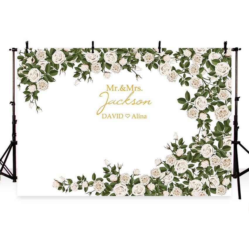 Wedding Backdrops White Background Flowers Backdrops G-766