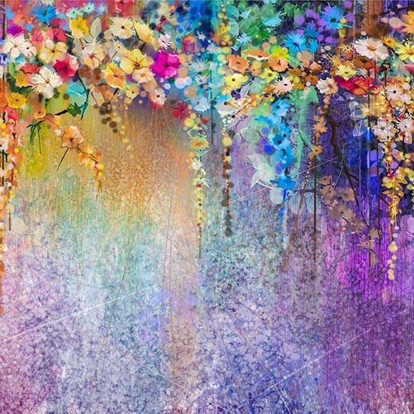 Beautiful Purple Flower Painting backdrop UK for Photo Studio  G-771