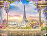 Floral Paris  Eiffel Tower Backdrops for Photo Booth GA-12