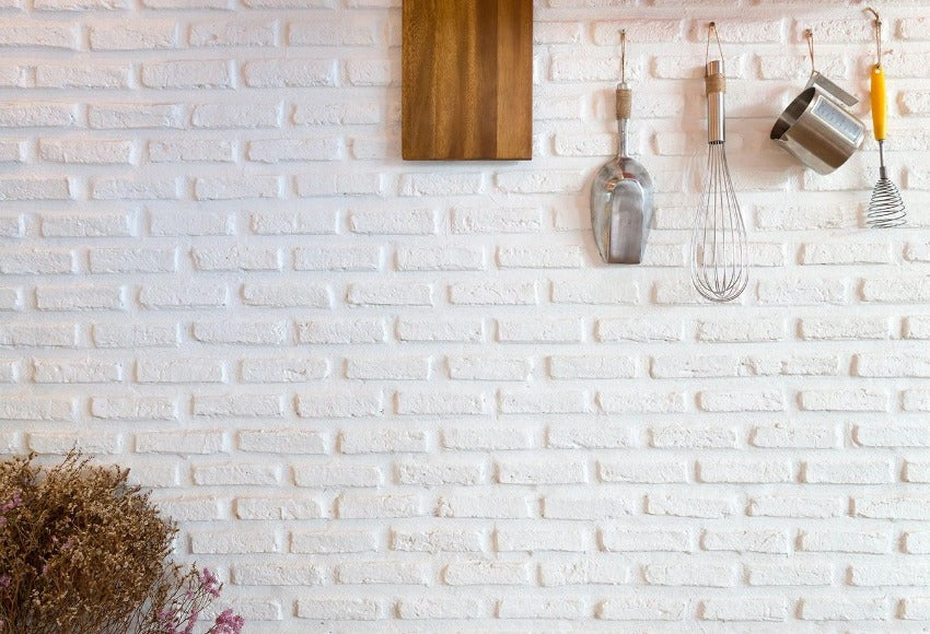 Kitchenware White Brick Wall Photo Backdrop UK GB-52