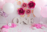 Flower Wall Ballons Pink backdrop UK for Baby Girl Photography GX-1035