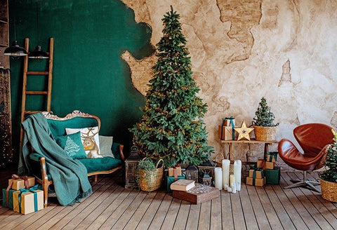 Artistic Christmas Tree Interior Room Decoration Emerald backdrop UK GX-1098