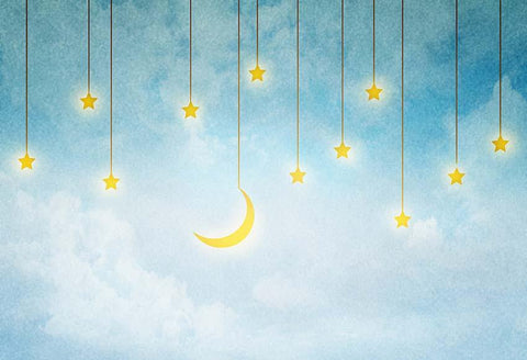 Cartoon Moon Twinkle Stars Backdrop for Children Photography