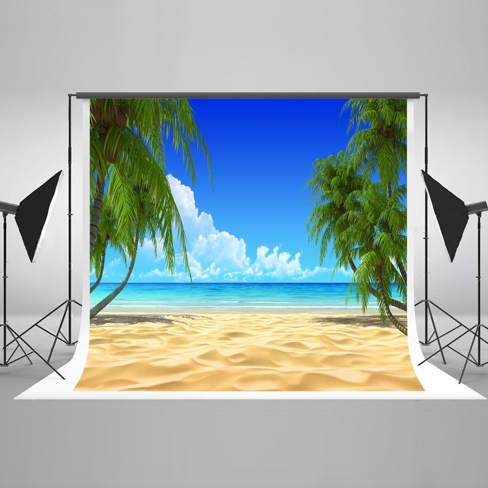 Summer Beach Blue Ocean Sky Backdrop UK HJ03738