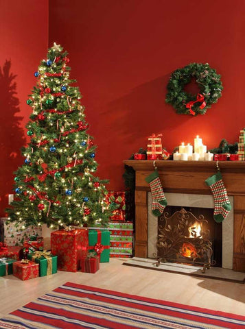 Christmas Tree Garland Wall Fireplace Backdrop UK KAT-106
