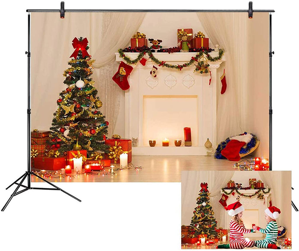 Backdrop Christmas Tree Fireplace Backdrop for Decorations