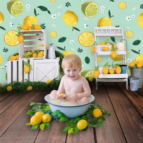 Lemon Green Backdrop for Children Photography UK M-32