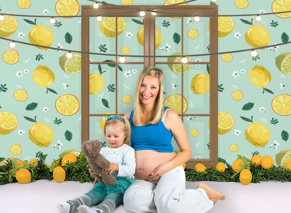 Lemon Window Summer Photography Backdrop UK M-33