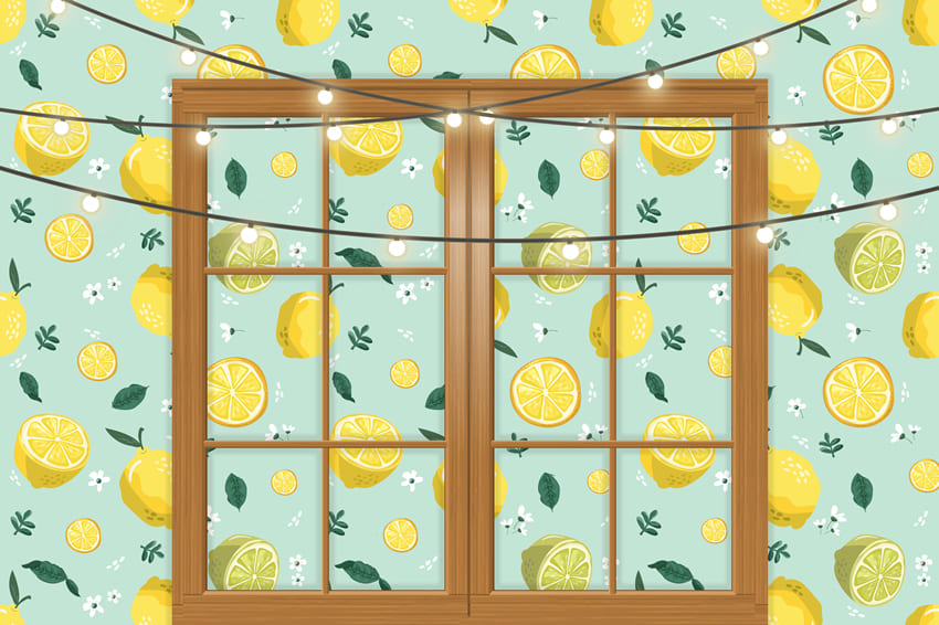 Lemon Window Summer Photography Backdrop UK M-33