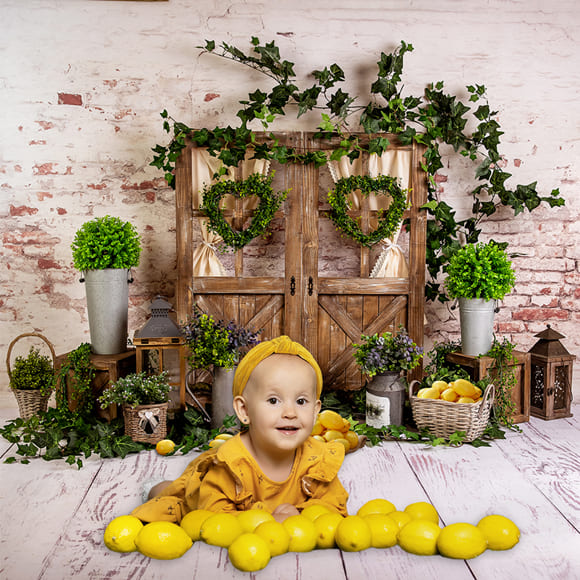 Green Plants Barn Lemon Photography Backdrop UK M-36