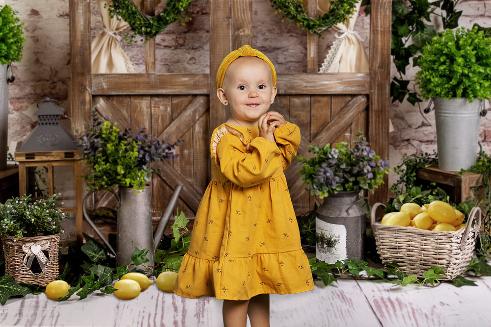 Green Plants Barn Lemon Photography Backdrop UK M-36