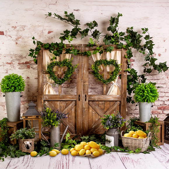 Green Plants Barn Lemon Photography Backdrop UK M-36