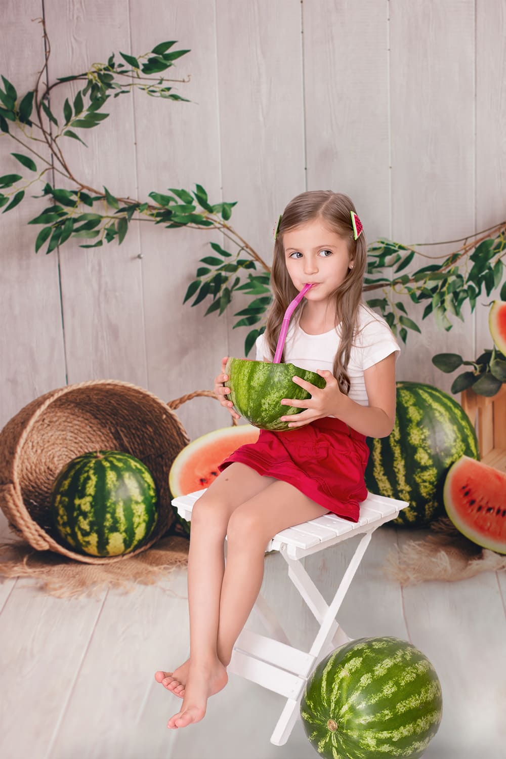 Summer Watermelon Wood Photo Booth Backdrop UK M-41