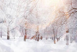Snowy Forest Winter Park Sunshine Bokeh Photography Backdrop