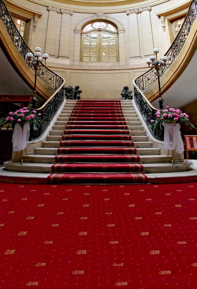 Luxury Palace Backdrop European Goen Castle Interior Staircase Backdrops MR-2149