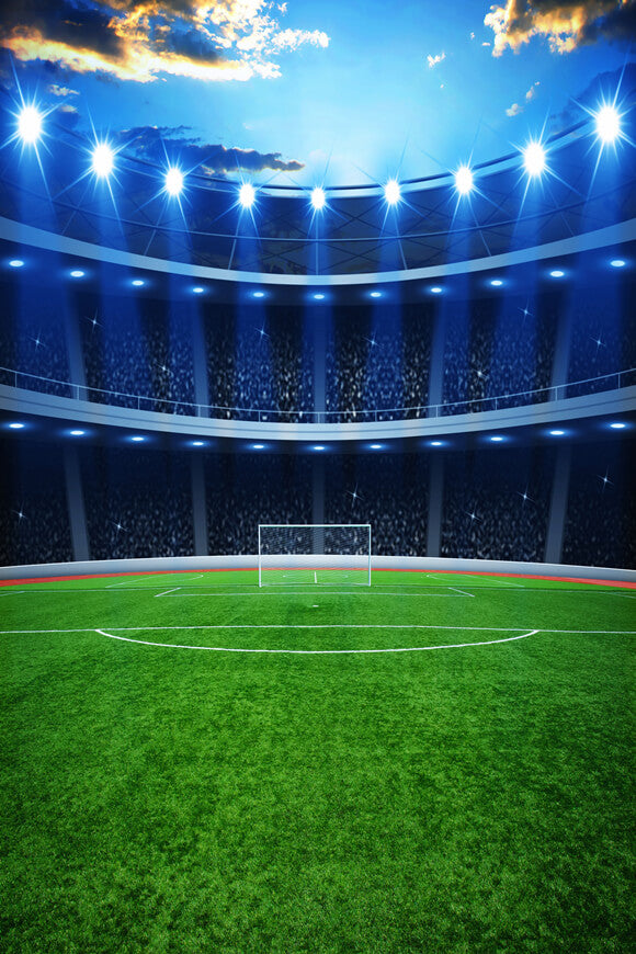 Football Field Green Grass Goal Net Backdrop UK for Photography MR-2267