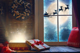 Christmas Moon And Reindeer Outside Window Backdrops for Photography DBD-19206