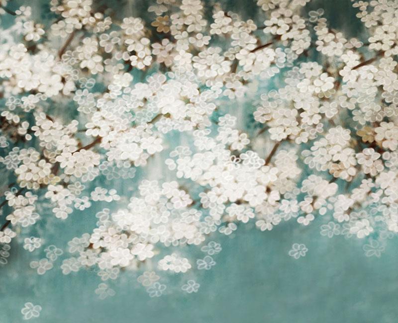 Lake Blue Background Sakura backdrop UK Floral for Photography NB-026