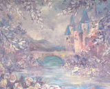 Dream Castle and Arch Bridge Oil Painting Purple Photography Backdrop NB-074