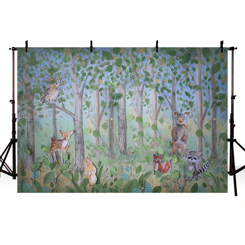 Cute Forest Animal backdrop UK for Baby Photography NB-329