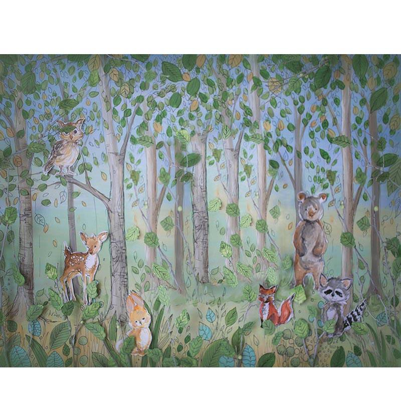 Cute Forest Animal backdrop UK for Baby Photography NB-329