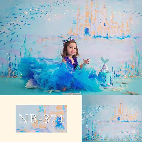Watercolor Castle Backdrop for Newborn Photography UK Nb-374
