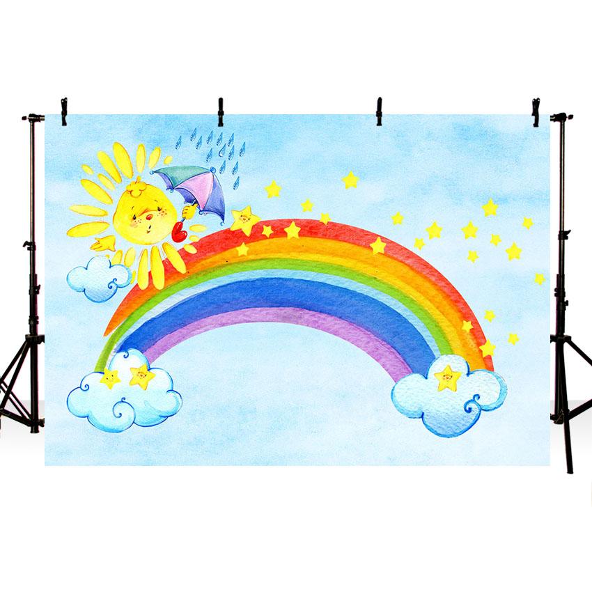 Cute Sun and Rainbow backdrop UK for Newborn Photography NB-397