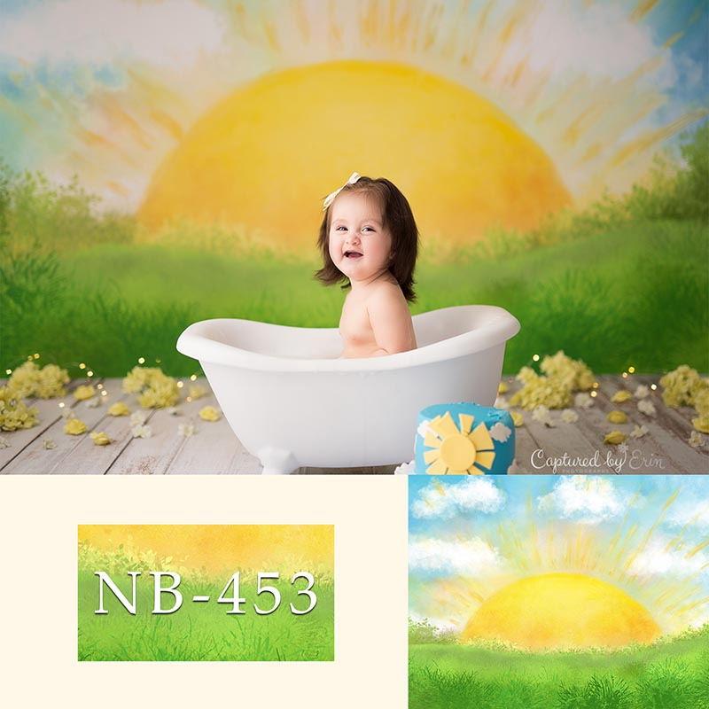 Sun Green Grass Backdrop for Newborn Photography UK Nb-453