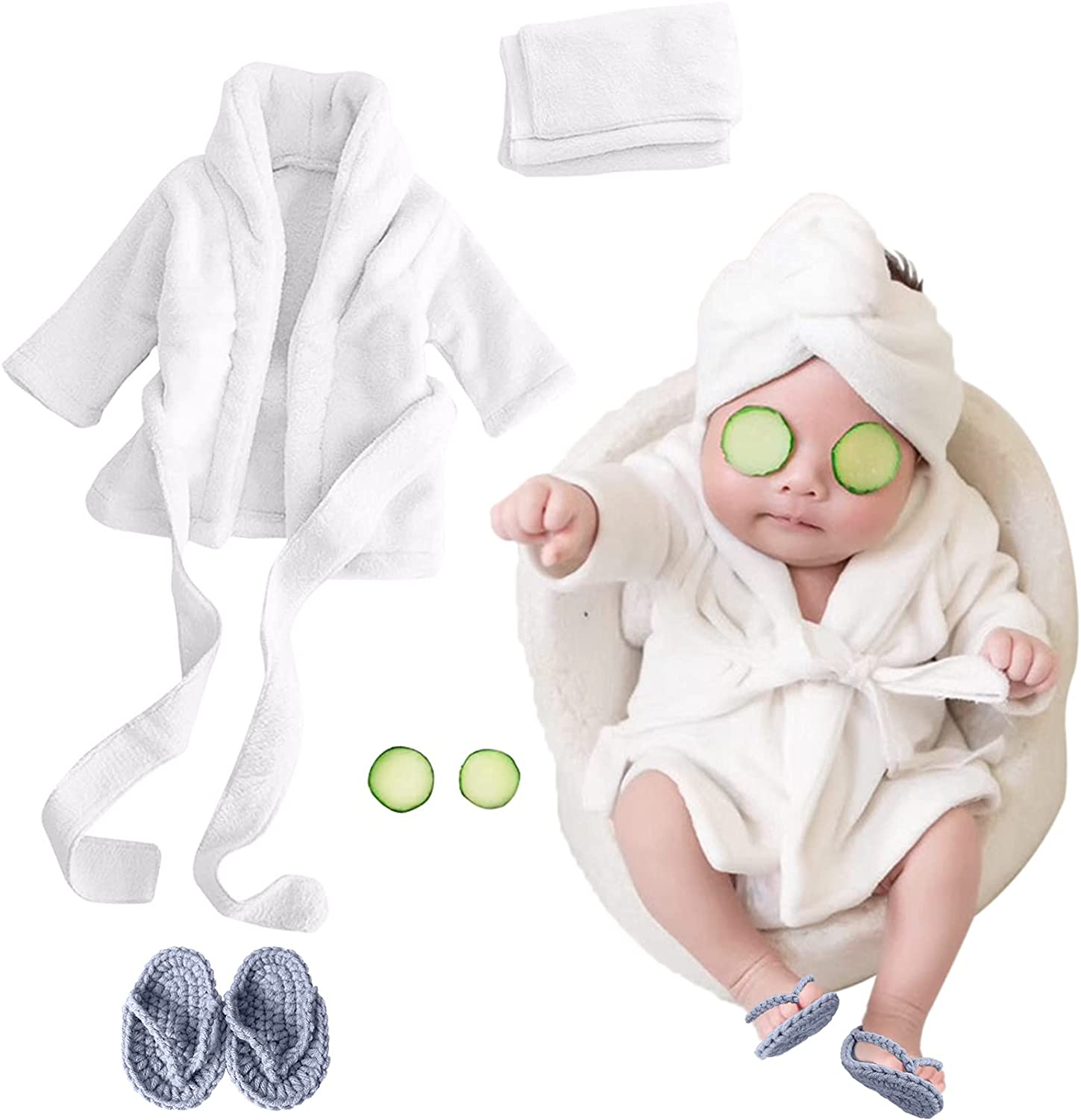 Newborn Bath Towel  with Slippers Baby Photography Props