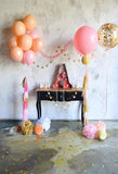 Birthday Party Background Balloons Backdrop Orange Backdrop S-3087