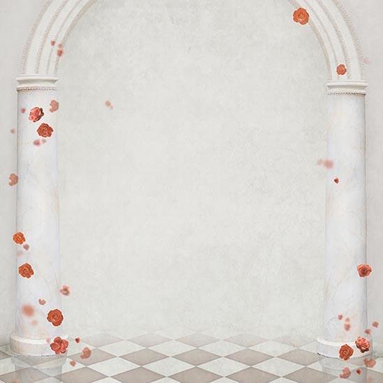 White Wall Fantasy Red Flowers Photography Backdrop S-3121
