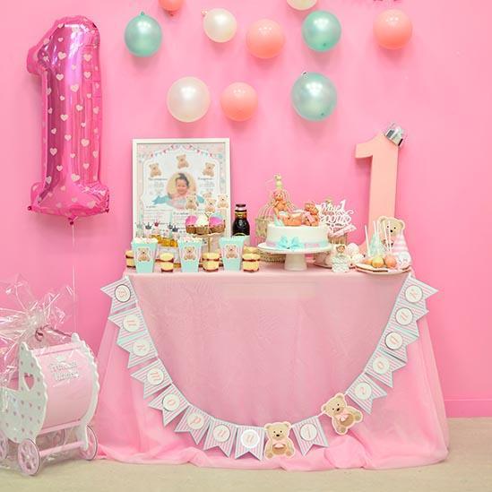 First Birthday Outfit Girl Backdrop UK for Photography S-3140