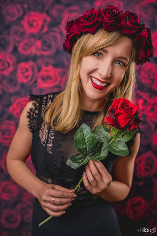 Flowers Background Red Backdrop UK S-3171