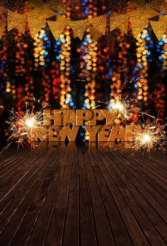 Happy New Year Glitter Backdrop for Photography S-3182