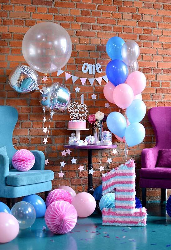 Birthday Party Background Balloons Backdrop Brick Wall Backdrop S-3221