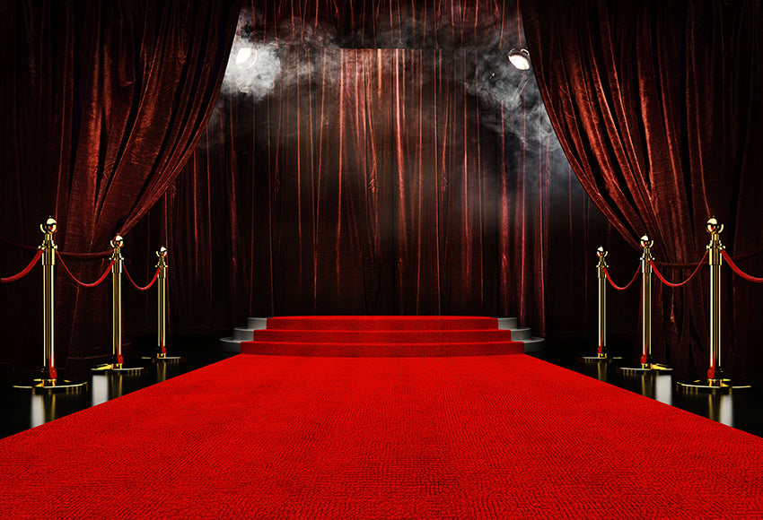 Stage Curtain Red Carpet Photography Backdrop SH-1019