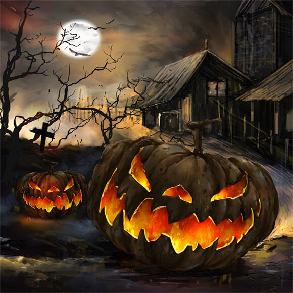 Spooky Pumpkins  Halloween Party Backdrop for Photos 