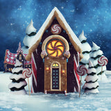 Christmas Tree Candy House Winter Snow Backdrop for Photography UK