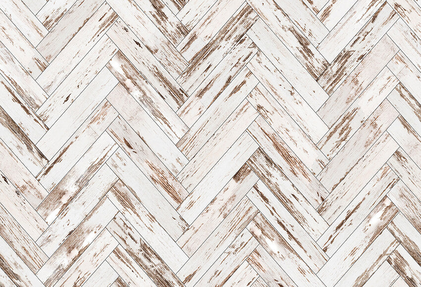 Herringbone Old White Floor Backdrop 